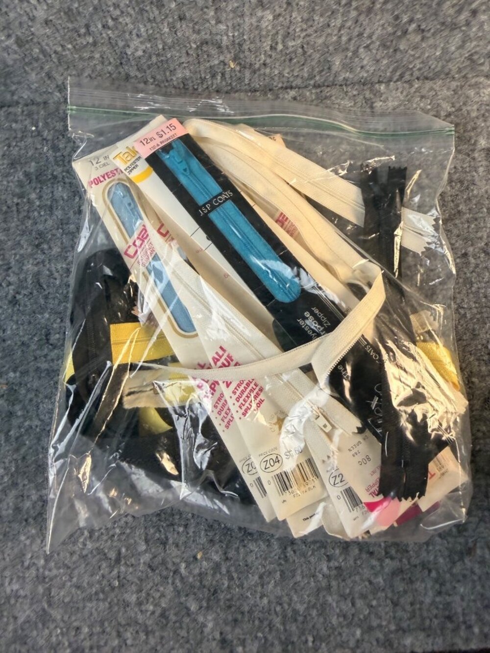 Huge Vintage Zipper Lot – Mixed Sizes, Colors & Brands (Coats & Clark, Talon)
